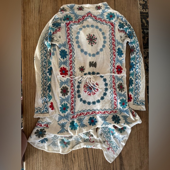 Johnny Was Biya Embroidered Colorful Boho open flowy cardigan - Size S - Picture 8 of 8